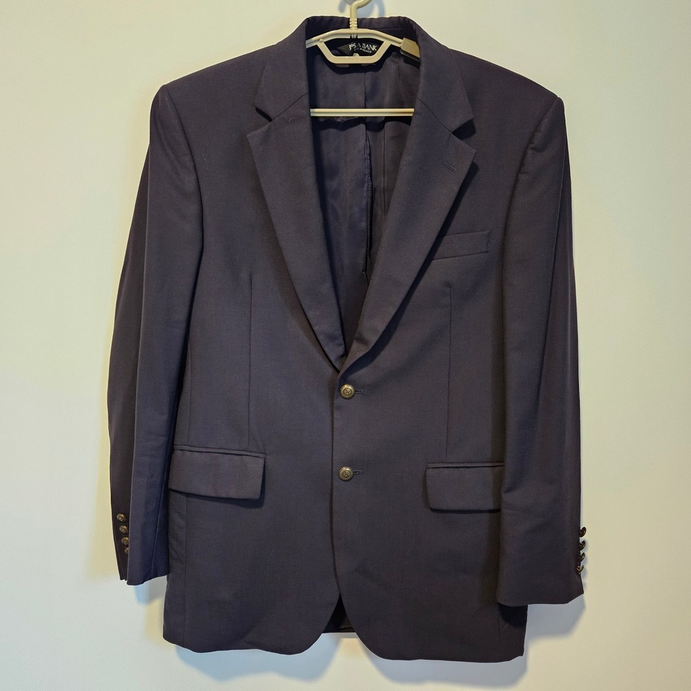 Jos A Bank Blazer Size 38R Navy Blue Two Button Gold Buttons Sport Coat Jacket